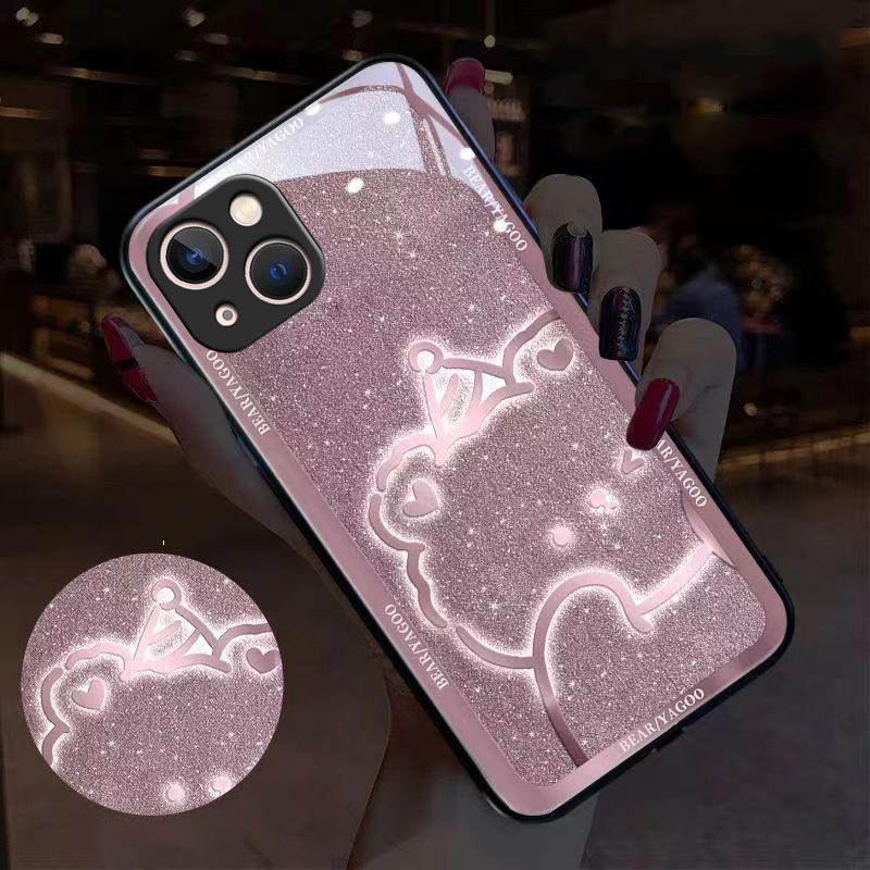 Call Flash Phone Case with Sparkling Diamond Teddy Bear